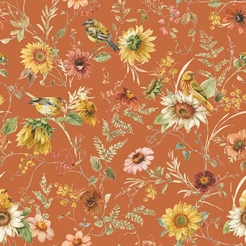 Sunflower Whispers CD16671-PUMPKIN by Lisa Audit for Riley Blake Designs, Image