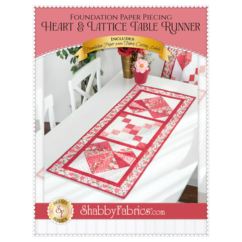 Foundation Paper Piecing Heart & Lattice Table Runner Pattern, Image