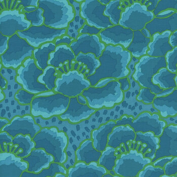 Kaffe Fassett Collective Classics Plus PWGP197.TURQUOISE Tonal Floral - Turquoise by FreeSpirit Fabrics, Image