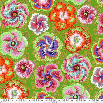 Kaffe Fassett Collective Classics Plus PWPJ122.GREEN Floating - Hibiscus by FreeSpirit Fabrics, Image