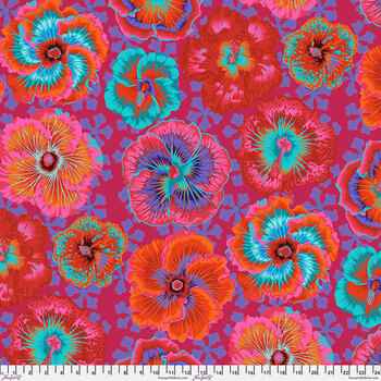 Kaffe Fassett Collective Classics Plus PWPJ122.RED Floating Hibiscus - Red by FreeSpirit Fabrics, Image