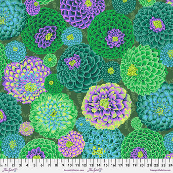 Kaffe Fassett Collective Classics Plus PWPJ114.GREEN Flora - Green by FreeSpirit Fabrics, Image