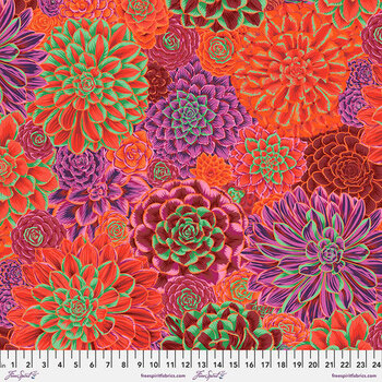 Kaffe Fassett Collective Classics Plus PWPJ113.RED House Leeks - Red by FreeSpirit Fabrics, Image