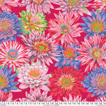 Kaffe Fassett Collective Classics Plus PWPJ119.RED Tropical Water Lilies - Red by FreeSpirit Fabrics, Image