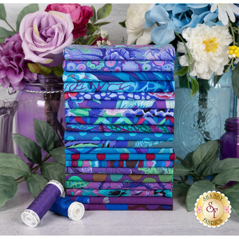 Kaffe Fassett Collective Classics Plus  20 FQ Set - Royal by FreeSpirit Fabrics, Image