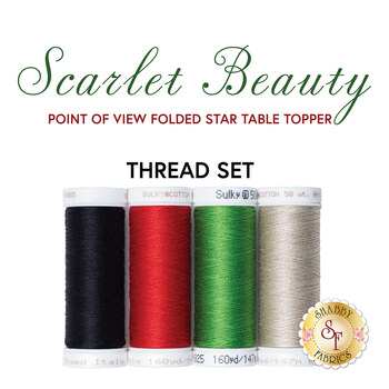  Point of View Folded Star Table Topper - Scarlet Beauty - 4pc Thread Set, Image