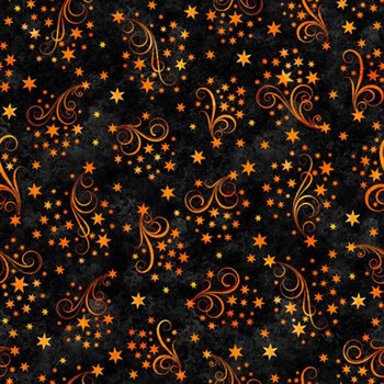 Happy Haunting 31048-J Black by Morris Creative Group for Quilting Treasures Fabrics, Image