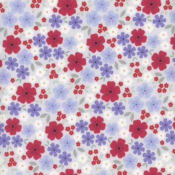 Forever Blooms CC62-1 Bright Grey by Cassandra Connolly for Lewis & Irene, Image