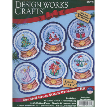 Snowglobes Cross Stitch Ornament Kit - Makes 6, Image