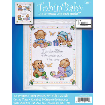 Baby Bear Counted Cross Stitch Sampler Kit, Image