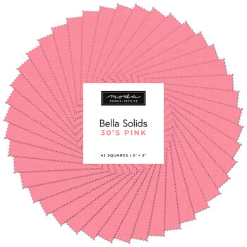 Bella Solids  Charm Pack 9900PP-27 30's Pink by Moda Fabrics, Image