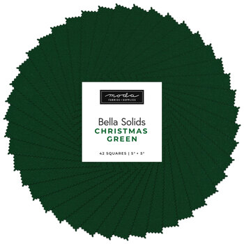 Bella Solids  Charm Pack 9900PP-14 Christmas Green by Moda Fabrics, Image