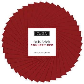 Bella Solids  Charm Pack 9900PP-17 Country Red by Moda Fabrics, Image