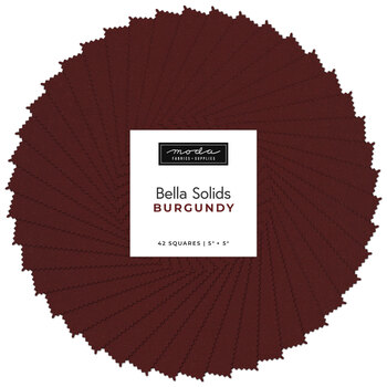 Bella Solids  Charm Pack 9900PP-18 Burgundy by Moda Fabrics, Image