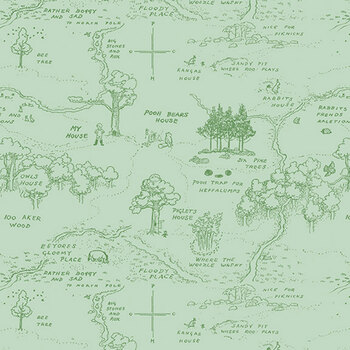 Winnie the Pooh C17001-GREEN by Echo Park Paper Co. for Riley Blake Designs, Image