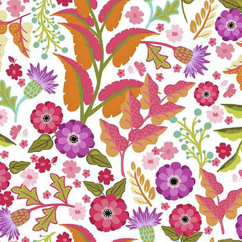 Zinnias CD16691-WHITE by Lila Tueller for Riley Blake Designs, Image