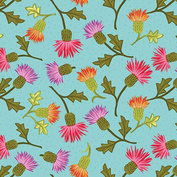 Zinnias CD16692-AQUA by Lila Tueller for Riley Blake Designs, Image