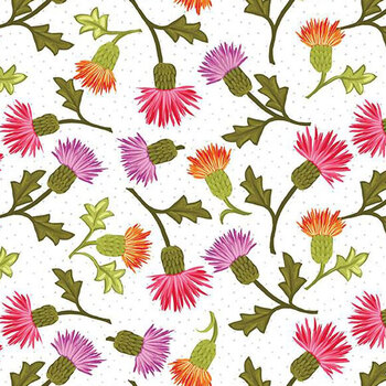 Zinnias CD16692-WHITE by Lila Tueller for Riley Blake Designs, Image