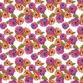 Zinnias CD16693-WHITE by Lila Tueller for Riley Blake Designs, Image