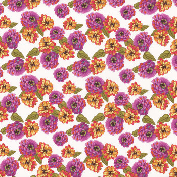 Zinnias CD16693-WHITE by Lila Tueller for Riley Blake Designs, Image