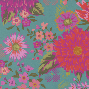 Parlor 11960-15 TEAL by Crystal Manning for Moda Fabrics, Image