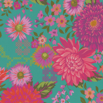 Parlor 11960-15 TEAL by Crystal Manning for Moda Fabrics, Image