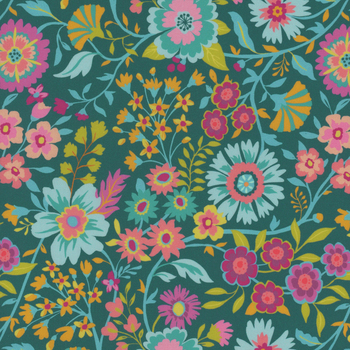 Parlor 11961-16 PEACOCK by Crystal Manning for Moda Fabrics, Image