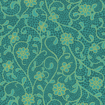 Parlor 11962-15 TEAL by Crystal Manning for Moda Fabrics, Image