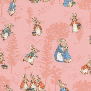 The Tale of Peter Rabbit Flannel F15316-CORAL by Riley Blake Designs, Image