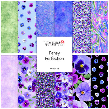 Pansy Perfection  Yardage by Chong-A Hwang for Timeless Treasures Fabrics, Image