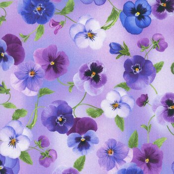 Pansy Perfection PANSY-CD3752 LILAC by Chong-A Hwang for Timeless Treasures Fabrics, Image