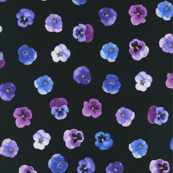 Pansy Perfection PANSY-CD3754 BLACK by Chong-A Hwang for Timeless Treasures Fabrics, Image