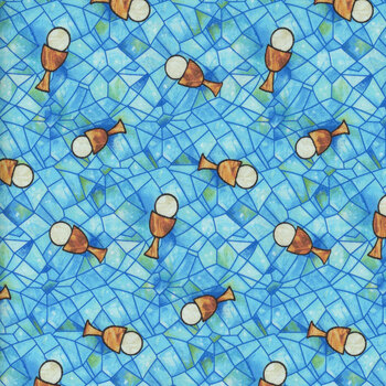 Faith in Full Color 2182-73 Turquoise/Multi by City Art Studio for Henry Glass Fabrics, Image