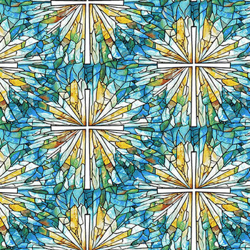 Faith in Full Color 2183-73 Turquoise/Multi by City Art Studio for Henry Glass Fabrics, Image