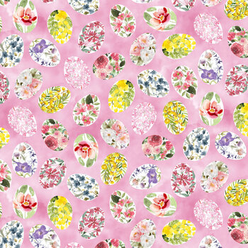 Basket Full of Blessings 2133-22 Powder Pink by Catherine Bartoli for Henry Glass Fabrics, Image