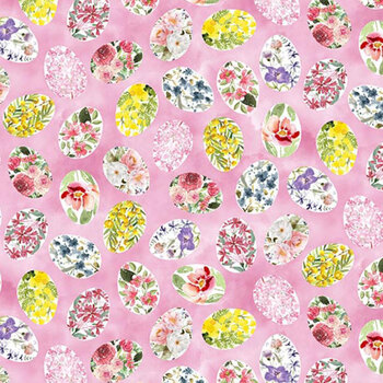 Basket Full of Blessings 2133-22 Powder Pink by Catherine Bartoli for Henry Glass Fabrics, Image