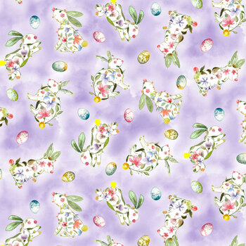 Basket Full of Blessings 2134-55 Lilac by Catherine Bartoli for Henry Glass Fabrics, Image