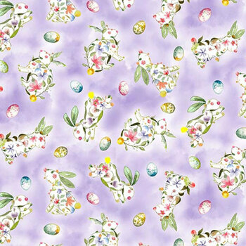 Basket Full of Blessings 2134-55 Lilac by Catherine Bartoli for Henry Glass Fabrics, Image