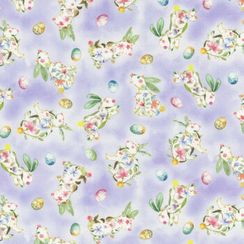 Basket Full of Blessings 2134-55 Lilac by Catherine Bartoli for Henry Glass Fabrics, Image