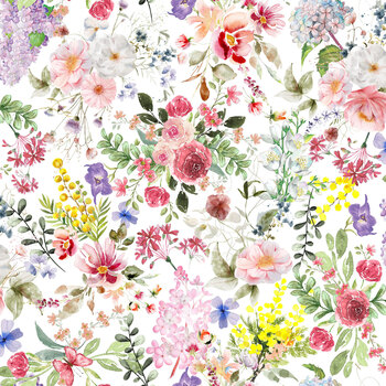 Basket Full of Blessings 2135-01 White by Catherine Bartoli for Henry Glass Fabrics, Image