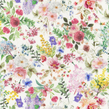 Basket Full of Blessings 2135-01 White by Catherine Bartoli for Henry Glass Fabrics, Image