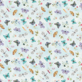 Basket Full of Blessings 2137-11 Sky Blue by Catherine Bartoli for Henry Glass Fabrics, Image