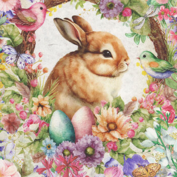 Basket Full of Blessings 2142P-22 Panel Powder Pink by Catherine Bartoli for Henry Glass Fabrics, Image