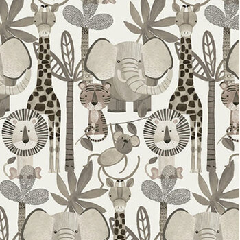 Jungle Romp 2101-44 Beige by Betsey Cavallo for Henry Glass Fabrics, Image