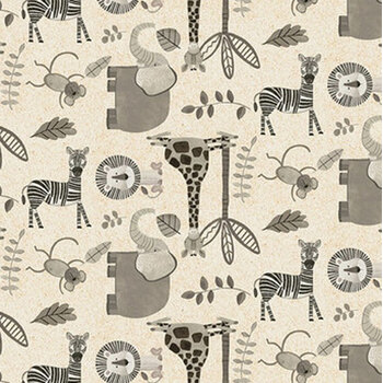 Jungle Romp 2108-44 Cream by Betsey Cavallo for Henry Glass Fabrics, Image