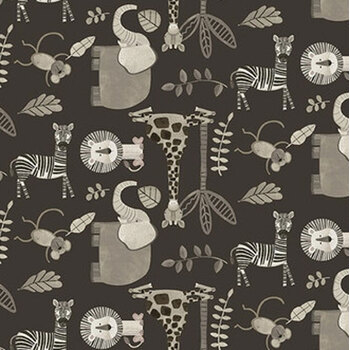 Jungle Romp 2109-99 Black by Betsey Cavallo for Henry Glass Fabrics, Image