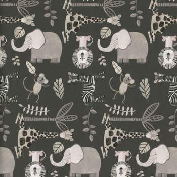 Jungle Romp 2109-99 Black by Betsey Cavallo for Henry Glass Fabrics, Image