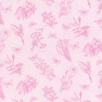 Fluttering Florals 2172-22 Pink by Jane Shasky for Henry Glass Fabrics, Image
