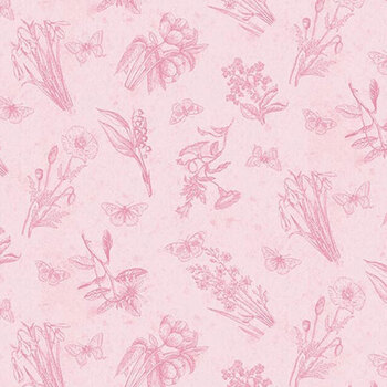 Fluttering Florals 2172-22 Pink by Jane Shasky for Henry Glass Fabrics, Image