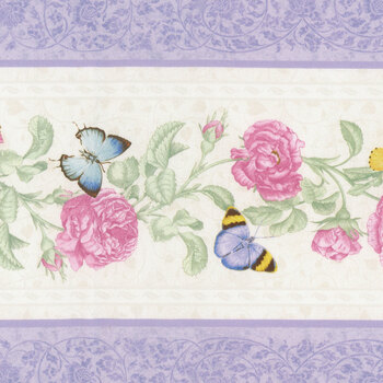 Fluttering Florals 2175-25 Pink/Lavender by Jane Shasky for Henry Glass Fabrics, Image